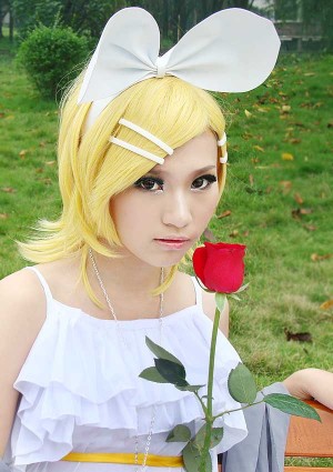 Vocaloid Kagamine Rin Golden Blonde Cosplay Wig