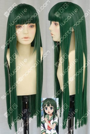Natsuiro Kiseki Hanaki Yuka 80cm Forest Green Straight Cosplay Party Wig