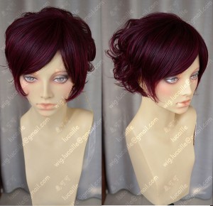 Office Lady Loita Style Raspberry Red Short Curl Style Cosplay Party Wig