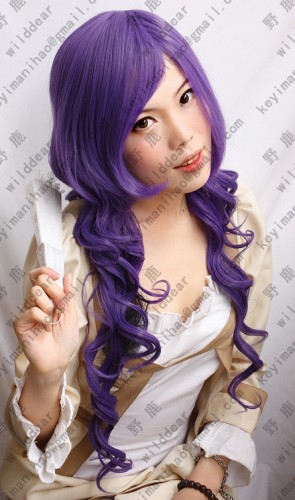 Cardcaptor Sakura Tomoyo Daidouji Dark Purple 80cm Curly Cosplay Party Wig