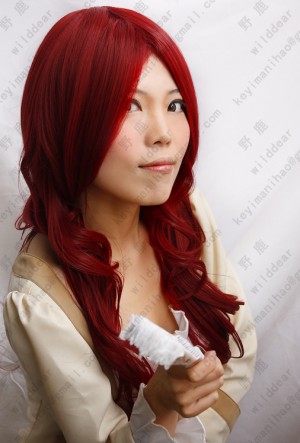 Shin Megami Tensei: Persona 3 Kirijou Mitsuru Dark Red Wavy Cosplay Wig