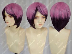 AYAMO Fashion Rose Pink to Purple Mix Color Short Party Cosplay Wig