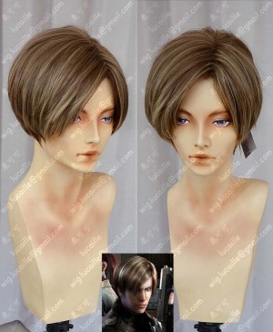 Biohazard / Resident Evil: Damnation Leon S. Kennedy Brown Mix Silver Short Cosplay Wig