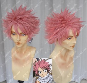 Fairy Tail Natsu Dragneel Sakura Pink Short Cosplay Party Wig