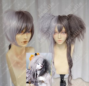 Ayamo Style Tokyo Fashion Half Marble Gray Half Cocoa Color Couples Daily Cosplay Party Wig