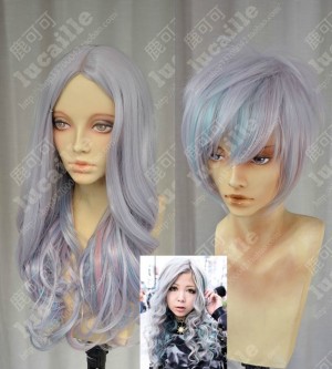 Ayamo Style Tokyo Fashion Lavender Gray Mix Blue Pink Color Couples Daily Cosplay Party Wig