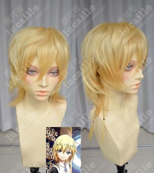 Magi The Labyrinth of Magic Titus Alexius Light Golden Short Cosplay Party Wig /W Extend Hair