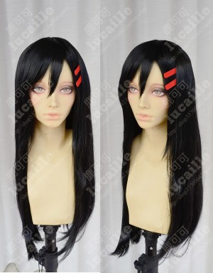 Kagerou Project Mekakucity Actors TATEYAMA AYANO Black 60cm Straight Cosplay Party Wig With Red Hairpin