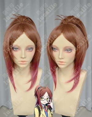 Hamatora Koneko Chocolate With Red Pink SideBurn  Ponytail Style Cosplay Party Wig