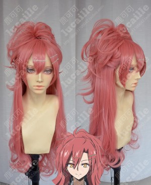 Riddle Story of Devil Akuma no Ridoru Haruki Sagae 100cm Curly Rose Pink Cosplay Party Wig /W Ponytail