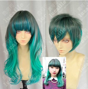 Ayamo Style Tokyo Fashion Gradient  Green Color Couples Daily Cosplay Party Wig