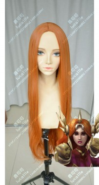 League of Legends Leona Raw Sienna Center Parting 100cm Curly Cosplay Party Wig
