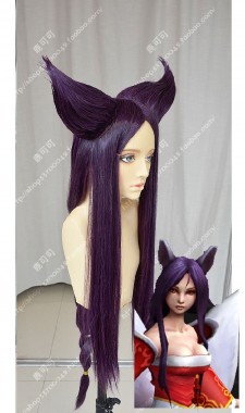 League of Legends Ahri Fox Ears Style Dark Indigo 100cm Cospaly Party Wig