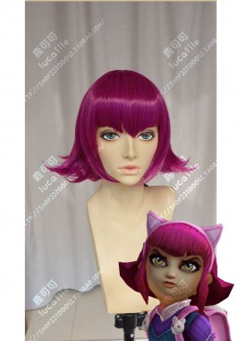 League of Legends Annie Orchid Purple Mix Raspberry Red Short Cospaly Party Wig