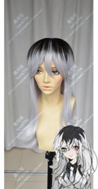 Tokyo Ghoul Haise Sasaki Female Style Top Black Gradient Silver Pink 60cm Curly Cosplay Party Wig