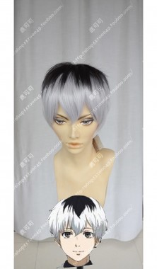 Tokyo Ghoul Haise Sasaki Top Black Gradient Silver Pink Short Cosplay Party Wig