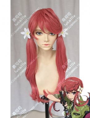 Big Order Rin Kurenai Dark Crimson 70cm Ponytails Style Cosplay Party Wig
