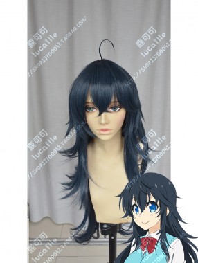 And you thought there is never a girl online? Ako Tamaki Blue Mix Slategray Stay Hair Style 80cm Wavy Cosplay Party Wig