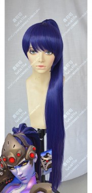 Overwatch Widowmaker Oriental Blue Ponytail Style Cosplay Party Wig
