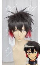 Nanbaka - The Numbers Jugo Black and Red Sideburn Short Cosplay Party Wig