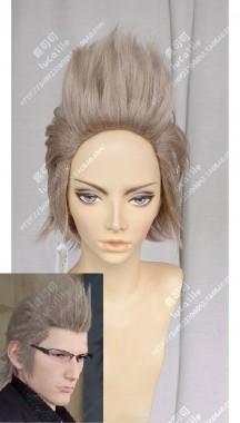 Final Fantasy XV Ignis Scientia Ash Rose Mix Gray Full Back Style Short Cosplay Party Wig