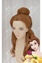 Disney Beauty and the Beast Belle Chocolate Brown Center Parting Bun Style Cosplay Party Wig