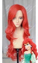 Disney The Little Mermaid Princess Ariel Wine Red Curly Cosplay Party Wig