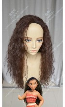 Disney Moana Moana Waialiki Brown 70cm Full Back Style Curly Cosplay Party Wig