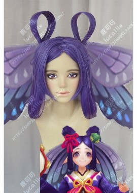 Onmyoji Butterfly Deep Royal Purple 2 Extend-Hair Style Cosplay Party Wig
