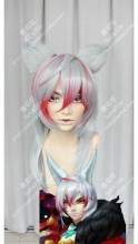 Onmyoji Fox Spirits Youko Green fog Mix Red Color Bang With Ear Style Cosplay Party Wig