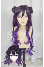 Hand Shakers Bind Chain Dark Purple Gradient Mauve 80cm Curly Cosplay Party Wig