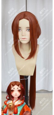 Onmyoji Zashiki-warashi 120cm Centerparting Orange Mix Brown Long Sideburn Style Cosplay Party Wig