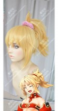 Fate/Apocrypha Saber of Red Mordred Mix Golden Ponytail Style Cosplay Party Wig