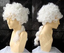 ZYR British Style Judge Or lawyer White Curly Short Cosplay Party Wig