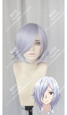 King's Game The Animation Ria Iwamura Siliver Mix Light Purple Short Cosplay Party Wig