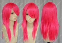 AYAMO Fashion Red Mix Pink Color 50cm Straight Party Cosplay Wig
