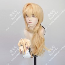 Violet Evergarden Violet Evergarden Sunflower Yellow 70cm Curly Ponytail Cosplay Party Wig