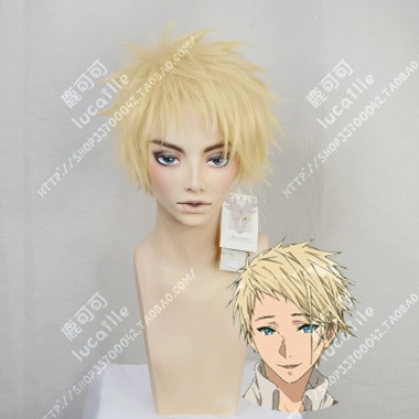 Violet Evergarden Benedict Blue Lime Yellow Short Cosplay Party Wig
