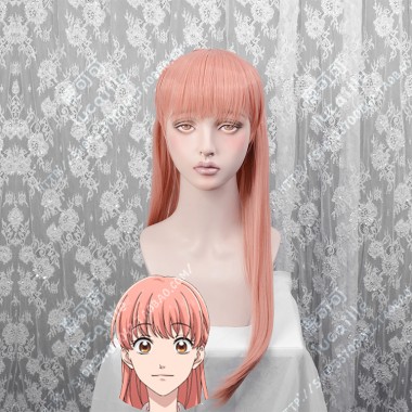 Wotakoi: Love is Hard for Otaku Narumi Momose Orange Mix Pink 60cm Neet Bang Straight Cosplay Party Wig
