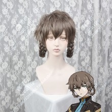 Steins;Gate 0 Suzuha Amane Light Taupe Short with Braid Extend Cosplay Party Wig