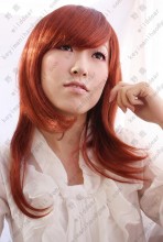 ZYR 60cm Red Brown Straight Cosplay Party Wig