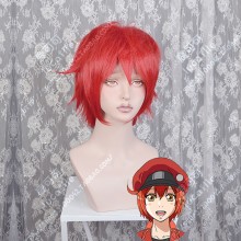 Hataraku Saibou Red Blood Cell AE3803 Carmine Short Cosplay Party Wig