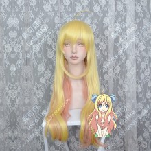 Dropkick on My Devil! Jashin-chan Golay Golden Cover Orange Brown 80cm Curly Cosplay Party Wig