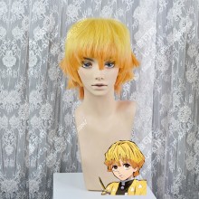Demon Slayer: Kimetsu no Yaiba Zenitsu Agatsuma Yellow Cover Orange Short Cosplay Party Wig