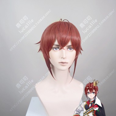 Twisted Wonderland Riddle Rosehearts Red Mix Brown Two Stay Hair Style Short Cosplay Party Wig