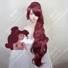 Disney Hercules Princess Megara Wine Red Ponytail Style Cosplay Party Wig